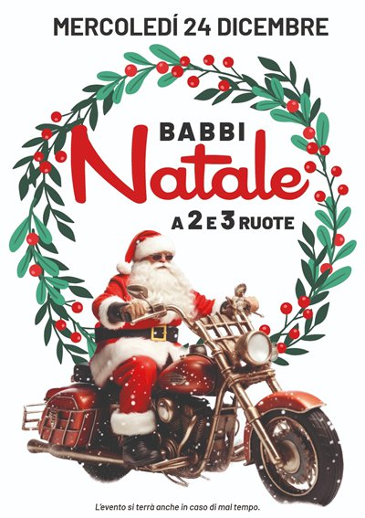 Locandina evento BABBI NATALE A 2 e 3 RUOTE