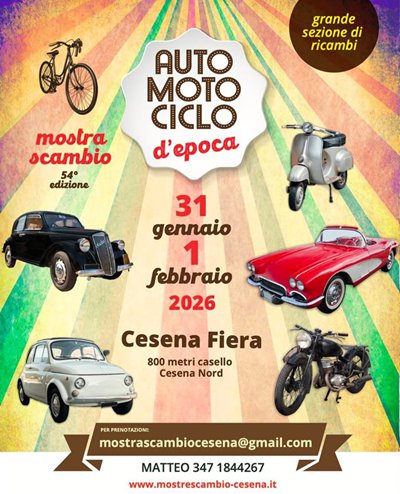 Locandina evento Mostra Scambio di Auto, Moto e Cicli d'Epoca!