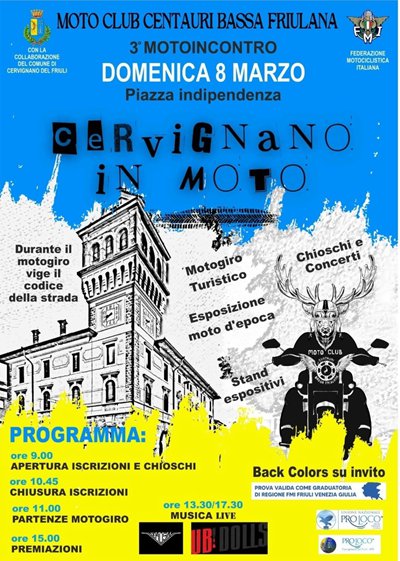 Locandina evento CERVIGNANO IN MOTO