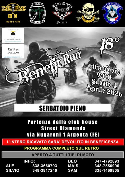 Locandina evento 18 BENEFIT RU