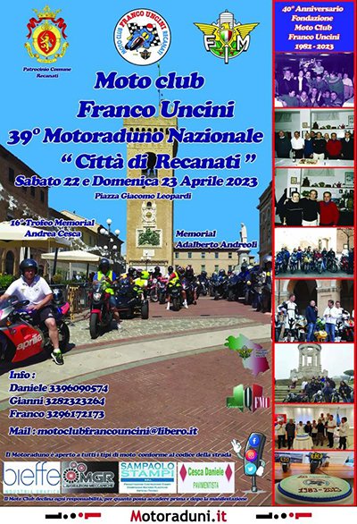 Locandina evento XXXIX° MOTORADUNO NAZIONALE CITTA DI RECANATI