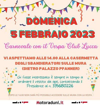 Locandina evento CARNEVALE CON IL VESPA CLUB LUCCA