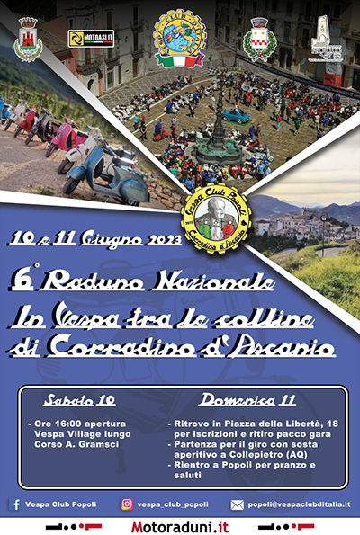 Locandina evento 6° RADUNO NAZIONALE IN VESPA TRA LE COLLINE DI CORRADINO D'ASCANIO