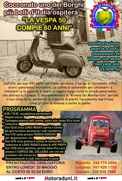 Locandina evento LA VESPA 5O COMPIE 60 ANNI