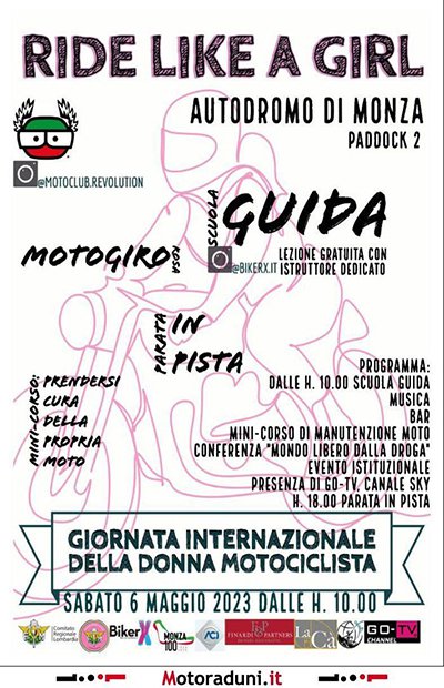 Locandina evento GIORNATA MONDIALE DONNA MOTOCICLISTA