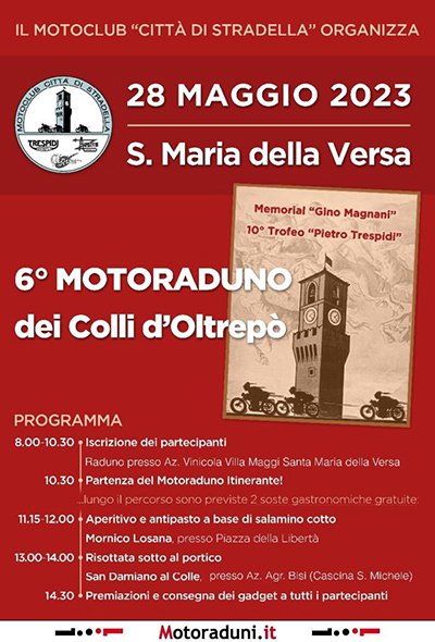 Locandina evento MOTORADUNO DEI COLLI D'OLTREPO'
