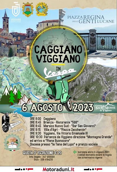 Locandina evento 1° CAMMINO CAGGIANO VIGGIANO IN VESPA