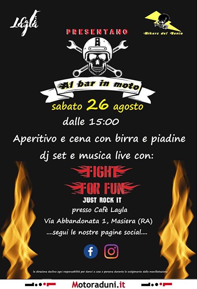 Locandina evento AL BAR IN MOTO
