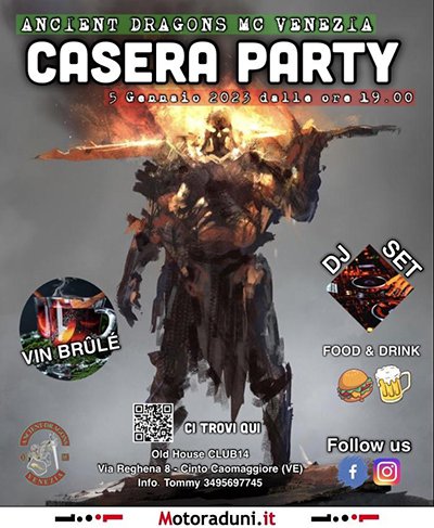 Locandina evento ANCIENT DRAGONS MC CASERA PARTY 2023
