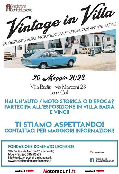 Locandina evento VINTAGE IN VILLA