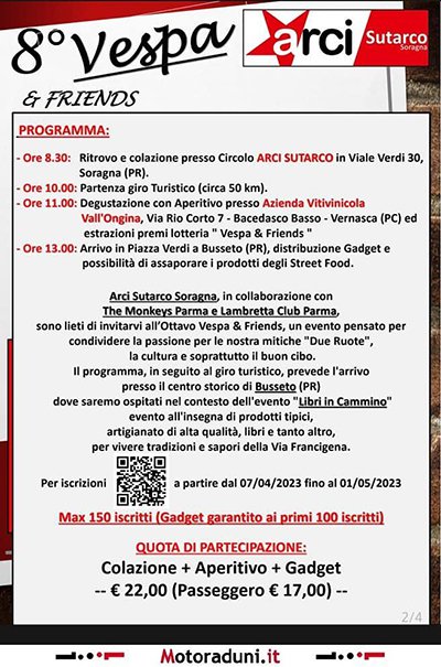 Locandina evento 8° VESPA & FRIENDS