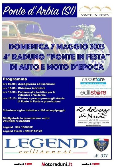 Locandina evento 4° RADUNO PONTE IN FESTA DI AUTO E MOTO D'EPOCA