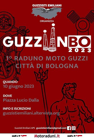 Locandina evento GUZZIINBO - 1° RADUNO MOTO GUZZI CITTÀ DI BOLOGNA