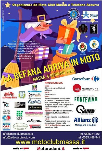 Locandina evento LA BEFANA ARRIVA IN MOTO