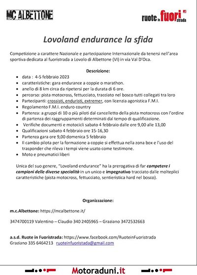 Locandina evento LOVOLAND ENDURANCE