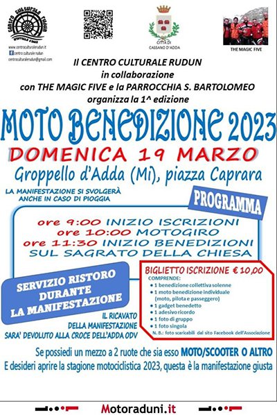 Locandina evento 1° MOTO BENEDIZIONE 2023