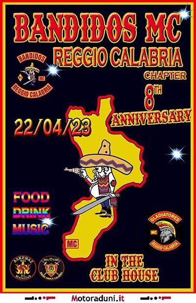 Locandina evento 8° ANNIVERSARY BANDIDOS MC REGGIO CALABRIA