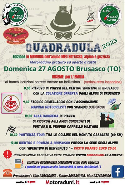 Locandina evento QUADRADULA 2023 MOTORADUNO BENEFICO