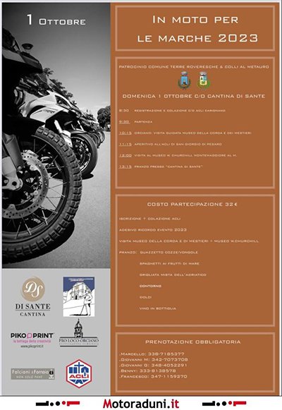 Locandina evento IN MOTO PER LE MARCHE