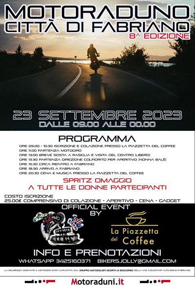 Locandina evento 8° MOTORADUNO CITTA' DI FABRIANO
