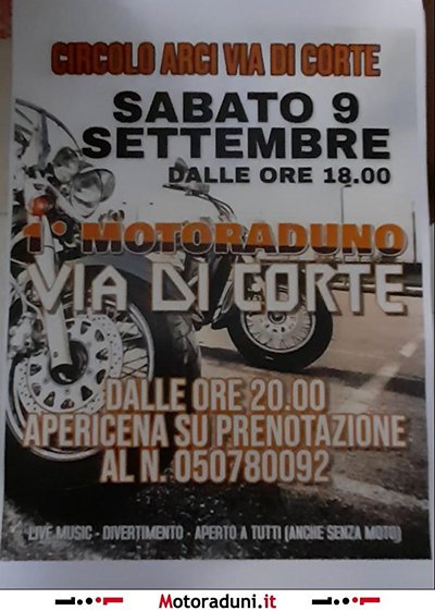 Locandina evento 1° MOTORADUNO VIA DI CORTE
