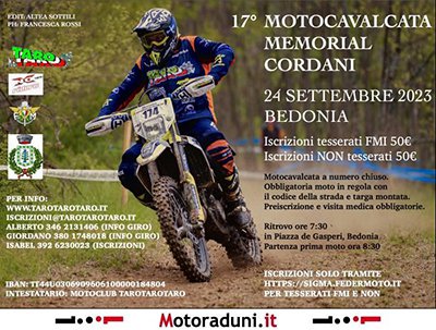 Locandina evento 17° MOTOCAVALCATA MEMORIAL CORDANI