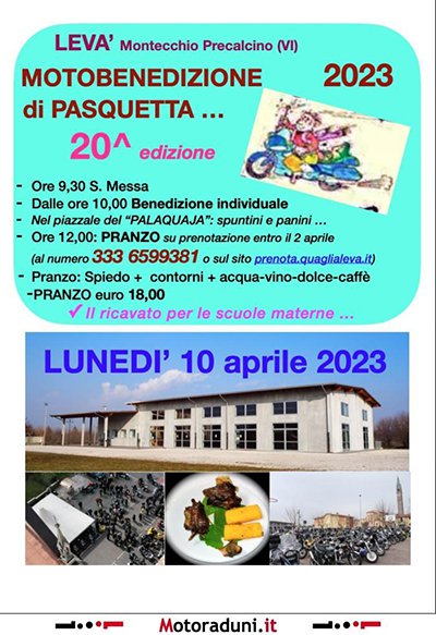 Locandina evento MOTOBENEDIZIONE DI PASQUETTA A LEVA'
