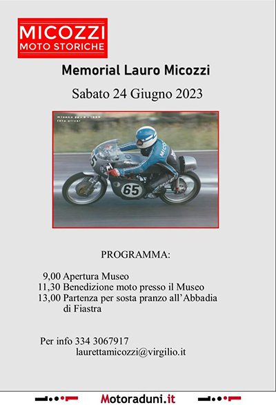 Locandina evento MEMORIAL LAURO MICOZZI