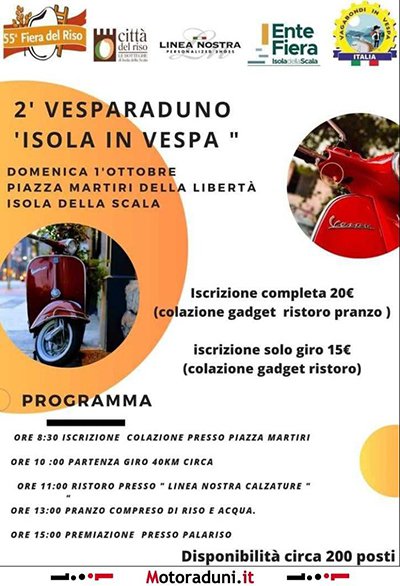 Locandina evento 2° VESPARADUNO ISOLA IN VESPA