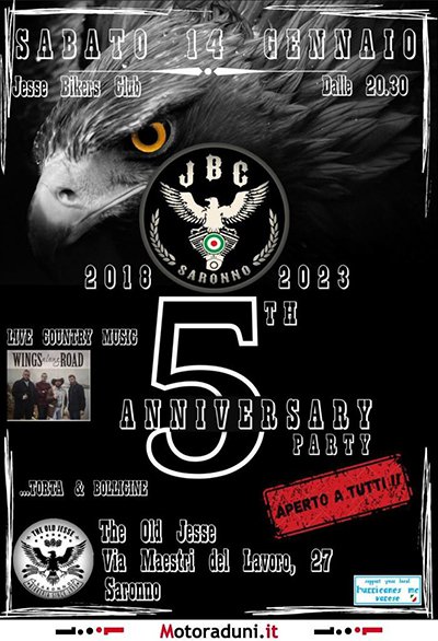 Locandina evento QUINTO ANNIVERSARIO PARTY