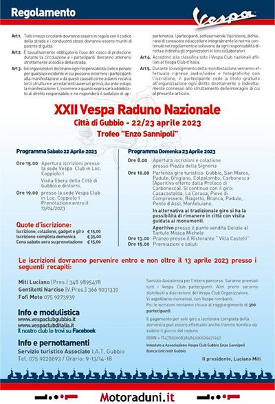 Locandina evento 22° VESPA RADUNO NAZIONALE CITTA' DI GUBBIO