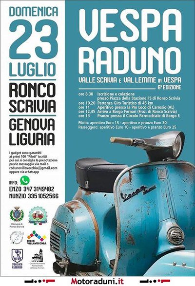 Locandina evento VALLE SCRIVIA E VAL LEMME IN VESPA 6^ EDIZIONE