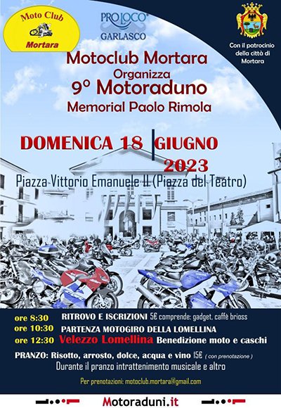 Locandina evento 9° MOTORADUNO MORTARA