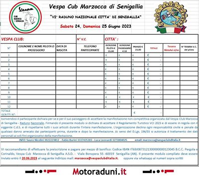 Locandina evento 6° RADUNO NAZIONALE MARZOCCA DI SENIGALLIA