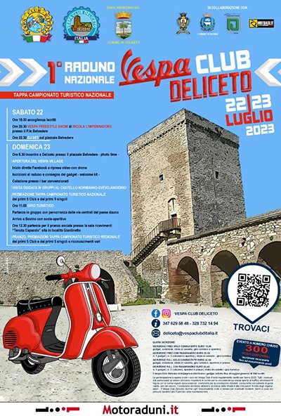 Locandina evento 1° RADUNO NAZIONALE VESPA CLUB DELICETO