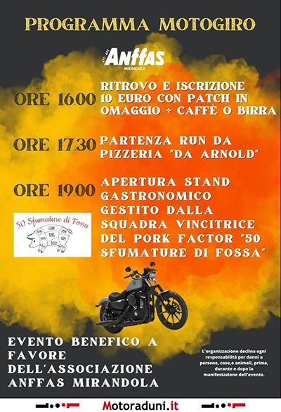 Locandina evento MOTOGIRO ANFFAS MIRANDOLA