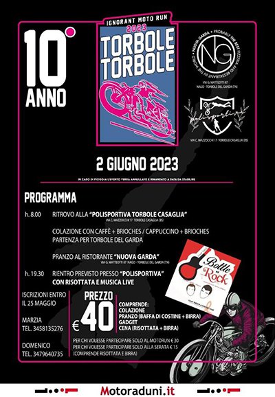 Locandina evento 10° IGNORANT MOTO RUN 2023 TORBOLE