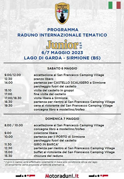 Locandina evento RADUNO INTERNAZIONALE TEMATICO - LAMBRETTA JUNIOR