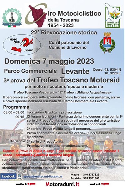 Locandina evento 22^ RIEVOCAZIONE STORICA GIRO MOTOCICLISTICO DELLA TOSCANA 1954-2023