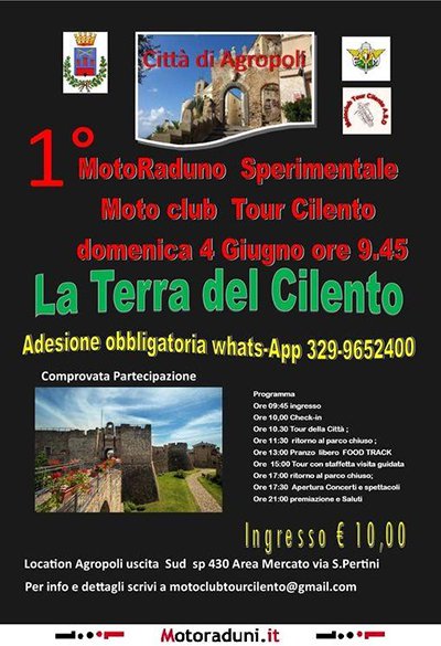 Locandina evento 1° MOTORADUNO SPERIMENTALE LA TERRA DEL CILENTO