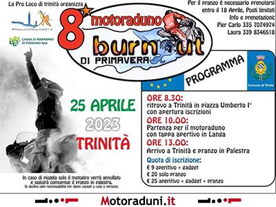 Locandina evento 8° MOTORADUNO BURNOUT DI PRIMAVERA