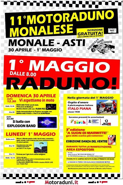 Locandina evento 11° MOTORADUNO MONALESE