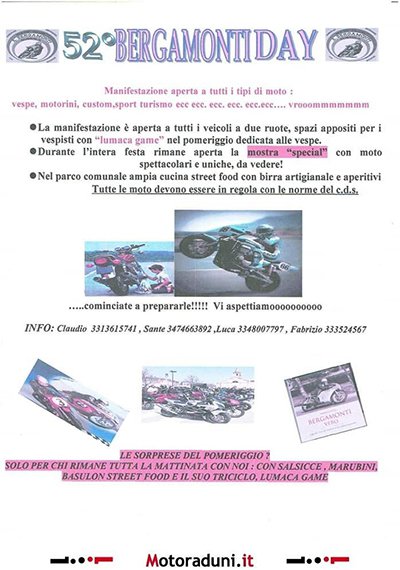 Locandina evento 52° BERGAMONTIDAY