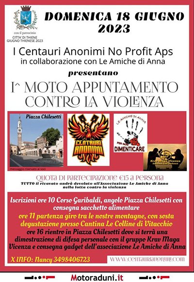 Locandina evento 1° MOTO APPUNTAMENTO CONTRO LA VIOLENZA