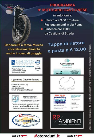 Locandina evento 9° MOTOGIRO CASTIONESE