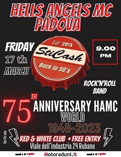 Locandina evento 75° ANNIVERSARY HAMC WORLD 1948-2023