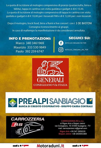 Locandina evento 6° MOTOGIRO MOTOCLUB CONEGLIANO