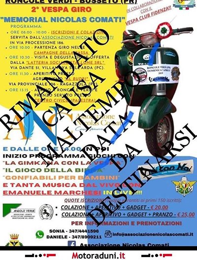 Locandina evento 2° VESPA GIRO MEMORIAL NICOLAS COMATI