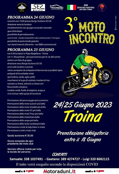 Locandina evento 3° MOTO INCONTRO TROINA