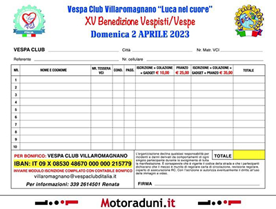 Locandina evento XV BENEDIZIONE VESPISTI E VESPE